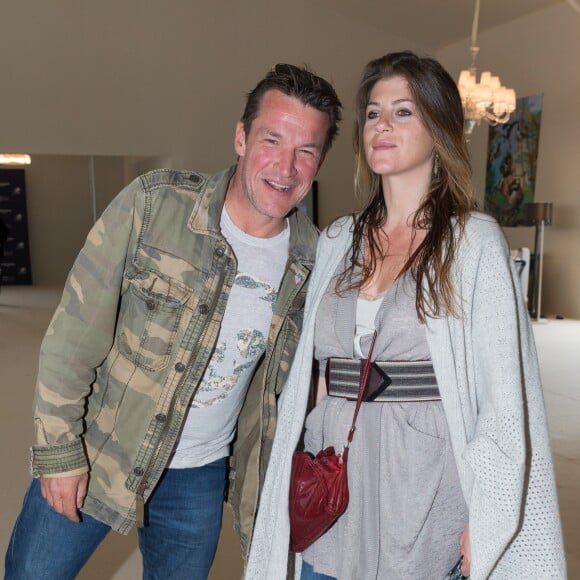 Exclusif - Benjamin Castaldi avec sa compagne Aurore Aleman - People dans le pavillon Eiffel décoré par Luxury Living lors du Longines Paris Eiffel Jumping au Bois de Boulogne à la plaine de Jeux de Bagatelle à Paris le 2 juillet 2016. © Olivier Borde / Veeren / Bestimage