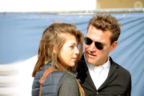 Exclusif - Benjamin Castaldi et sa compagne Aurore Aleman lors du Longines Paris Eiffel Jumping au Bois de Boulogne à la plaine de Jeux de Bagatelle à Paris, le 2 juillet 2016. © Pierre Perusseau/Bestimage