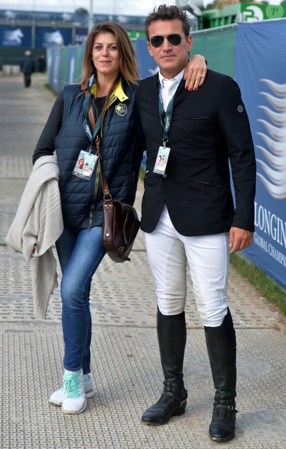 Exclusif - Benjamin Castaldi et sa compagne Aurore Aleman lors du Longines Paris Eiffel Jumping au Bois de Boulogne à la plaine de Jeux de Bagatelle à Paris, le 2 juillet 2016.© Borde-Veeren/Bestimage