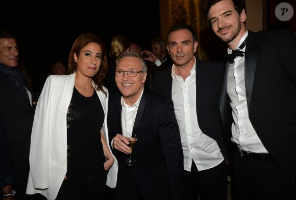 Exclusif - Léa Salamé, Laurent Ruquier, Yann Moix et Marc-Antoine Le Bret à l'enregistrement de l'émission "On n'est pas couché" à la Villa Domergue lors du 69ème Festival International du Film de Cannes le 18 mai 2016.