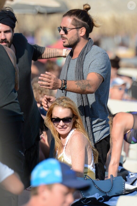 Lindsay Lohan et Dennis Papageorgiou, propriétaire du Rakkan Mykonos en Grèce, le 28 août 2016