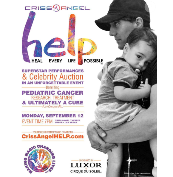 Criss Angel va donner un spectacle de bienfaisance en l'honneur de son fils Johnny, atteint d'un cancer. Les bénéfices seront reversés à l'association HELP. Photo publiée sur Instagram en août 2016