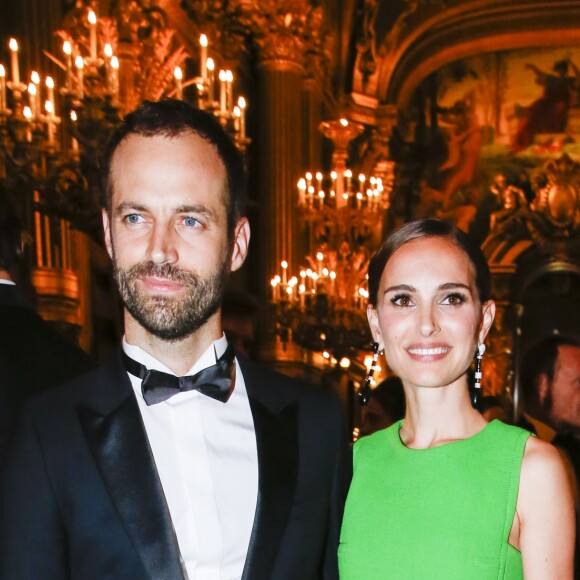 Natalie Portman (chaussures Dior, robe Dior Haute Couture) et son mari Benjamin Millepied - Gala d'ouverture de la saison du Ballet de l'Opéra national de Paris, le 24 septembre 2015.