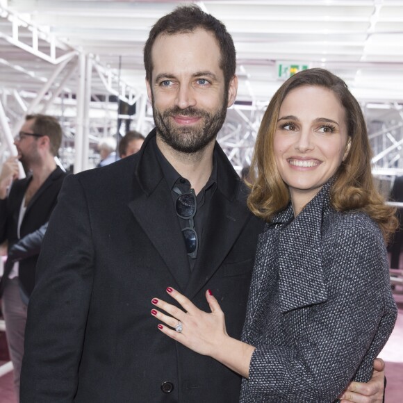 Natalie Portman et son mari Benjamin Millepied - People au défilé de mode haute couture printemps-été 2015 " Christian Dior " à Paris le 26 janvier 2015.