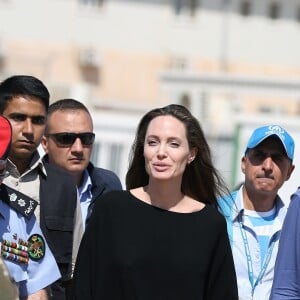 Angelina Jolie durant sa visite dans le camp de réfugiés Syriens à Azraq en Jordanie, le 9 Septembre 2016