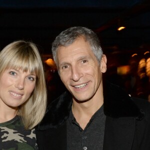 Exclusif - Nagui et sa femme Mélanie Page - Inauguration du restaurant péruvien "Manko" de la star mondiale de la cuisine sud-américiane, Gaston Acurio au 15, avenue Montaigne à Paris le 5 février 2016. © Rachid Bellak/Bestimage