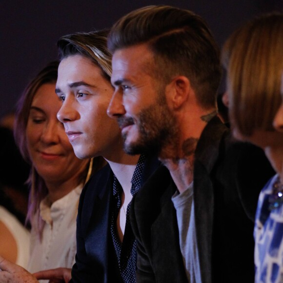 Brooklyn Beckham, David Beckham - People au défilé de mode prêt-à-porter printemps-été 2017 "Victoria Beckham" lors de la fashion week de New York. Le 11 septembre 2016