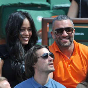 Amel Bent et Patrick Antonelli - Internationaux de France de tennis de Roland Garros à Paris, le 5 juin 2014.