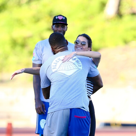 Kendall Jenner vient soutenir son ami le rappeur 'The Game' lors d'un match au Jack Kemp Stadium de Glandale, Los Angeles, le 16 septembre 2014