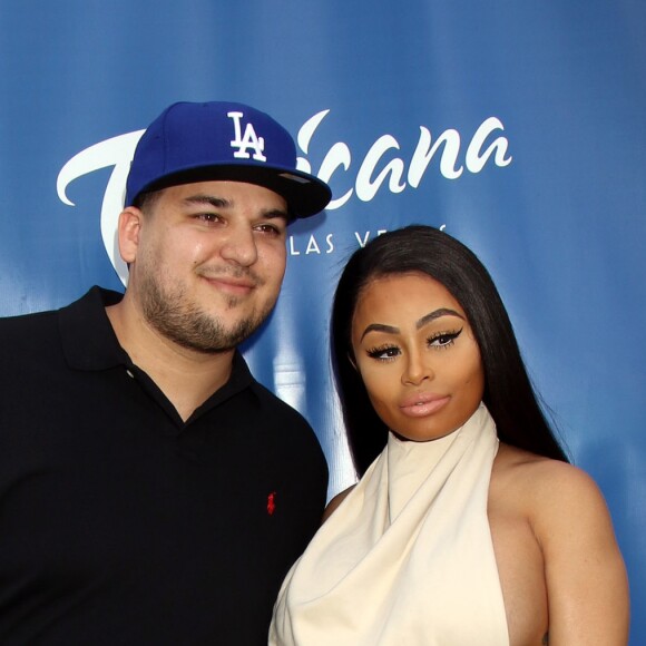 Rob Kardashian et sa fiancée Blac Chyna enceinte au Memorial Day Weekend du Sky Beach Club à Las Vegas, le 28 mai 2016