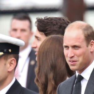 Le prince William et Kate Middleton à Vancouver lors de leur voyage officiel au Canada, le 25 septembre 2016, accompagnés par le premier ministre Justin Trudeau et sa femme Sophie Grégoire Trudeau.