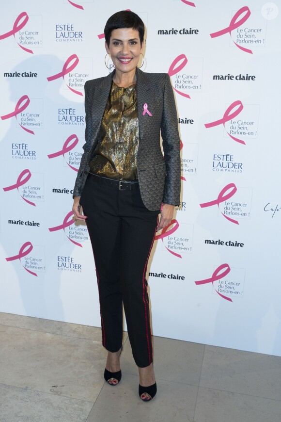 Exclusif - Cristina Córdula à la soirée de lancement "Octobre Rose" pour soutenir l'association contre le cancer du sein et remise du prix Estée Lauder au Café de l'Homme à Paris. Le 26 septembre 2016 © Olivier Borde