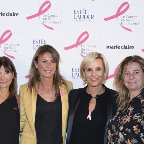 Exclusif - Christophe Bonnat, Mareva Galanter, Nathalie Duconge (Responsable de l'association Cancer du Sein "Parlons-en"), Pénélope Leprevost, Laurence Ferrari, Coco et Virginie Couperie-Eiffel  à la soirée de lancement "Octobre Rose" pour soutenir l'association contre le cancer du sein et remise du prix Estée Lauder au Café de l'Homme à Paris. Le 26 septembre 2016 © Olivier Borde