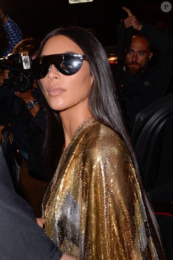 Kim Kardashian arrivant à l'after party du show Balmain à Paris le 29 septembre 2016