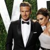 David Beckham et sa femme Victoria Beckham lors de la soirée des Vanity Fair Oscar à Los Angeles, le 26 février 2012