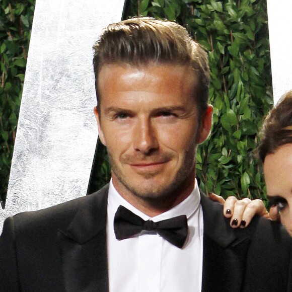 David Beckham et sa femme Victoria Beckham lors de la soirée des Vanity Fair Oscar à Los Angeles, le 26 février 2012