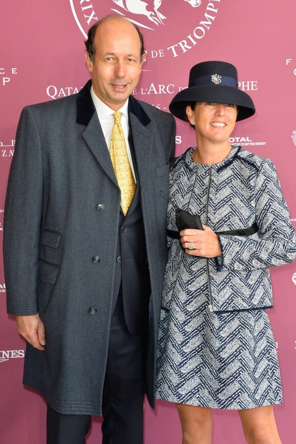 Louis Giscard d'Estaing et sa femme Claire Labic au 95ème Qatar Prix de l'Arc de Triomphe à l'Hippodrome de Chantilly le 2 octobre 2016.