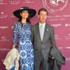 Edouard de Rothschild et Irène Salvador au 95ème Qatar Prix de l'Arc de Triomphe à l'Hippodrome de Chantilly le 2 octobre 2016.