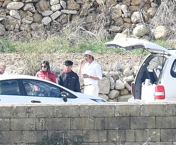 Exclusif - Brad Pitt sur le tournage de "By the sea" sur l'île de Gozo à Malte le 9 novembre 2014