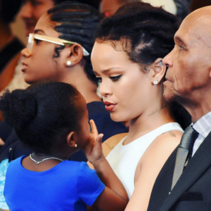 Rihanna au baptême de son neveu organisé à la Barbade le 9 octobre 2016.