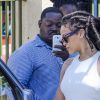 Semi-exclusif - Rihanna et son grand-père Lionel Braithwaite - Rihanna assiste au baptême de son neveu Nicoli Carter dans une église de la Barbade le 9 octobre 2016.