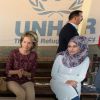 La reine Mathilde de Belgique lors d'une visite du camp de réfugiés syriens Al Zaatari lors d'un voyage humanitaire en Jordanie, le 24 octobre 2016.
