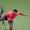 Jo-Wilfried Tsonga abandonne contre Novak Djokovic en quarts de finale de l'US Open, à New York, le 6 septembre 2016.