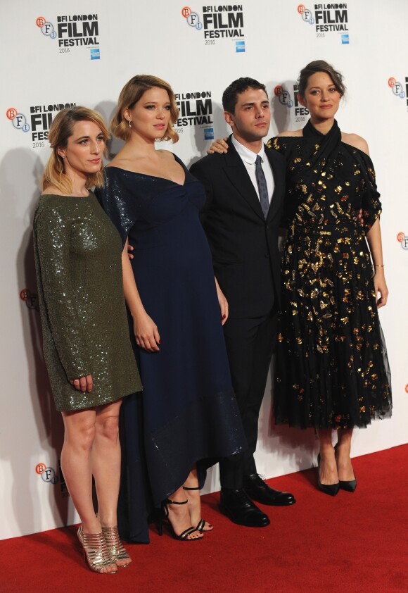 Nancy Grant, Léa Seydoux, Xavier Dolan et Marion Cotillard pour le film "Juste la fin du monde" lors du festival du film BFI de Londres le 14 octobre 2016.