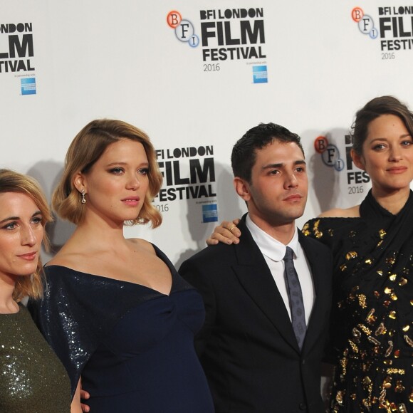 Nancy Grant, Léa Seydoux, Xavier Dolan et Marion Cotillard pour le film "Juste la fin du monde" lors du festival du film BFI de Londres le 14 octobre 2016.
