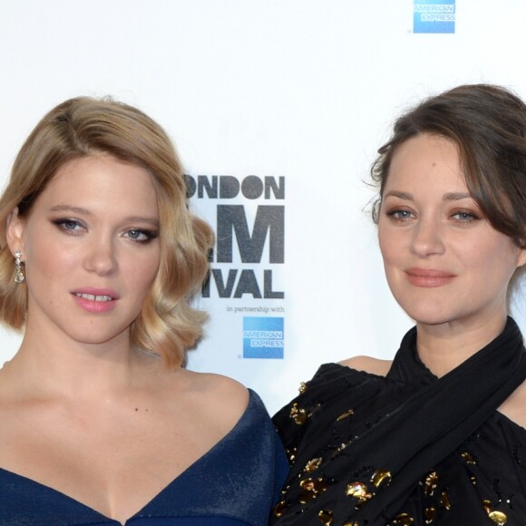 Léa Seydoux et Marion Cotillard  pour le film "Juste la fin du monde" lors du festival du film BFI de Londres le 14 octobre 2016.