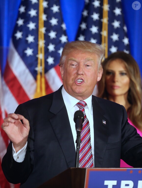 Melania Trump - Donald Trump s'adresse à ses supporters et aux médias pendant un meeting à Briarcliff Manor, NY on June 7, 2016. © Agence/Bestimage