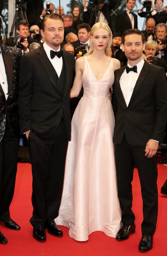 Leonardo DiCaprio, Carey Mulligan et Tobey Maguire lors de la Montee des marches du film "Gatsby le Magnifique" pour l'ouverture du 66 eme Festival du film de Cannes le 15 mai 2013