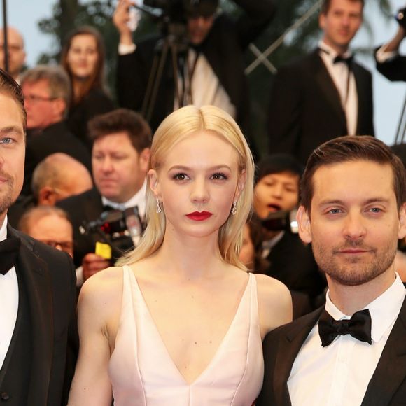 Leonardo DiCaprio, Carey Mulligan et Tobey Maguire lors de la Montee des marches du film "Gatsby le Magnifique" pour l'ouverture du 66 eme Festival du film de Cannes le 15 mai 2013