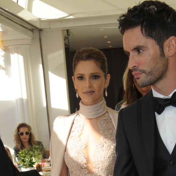 Cheryl Fernandez-Versini (Cheryl Cole) et son mari Jean-Bernard Fernandez-Versini sortent de l'hôtel Martinez à Cannes, le 15 mai 2015, lors du 68 ème Festival International du Film de Cannes