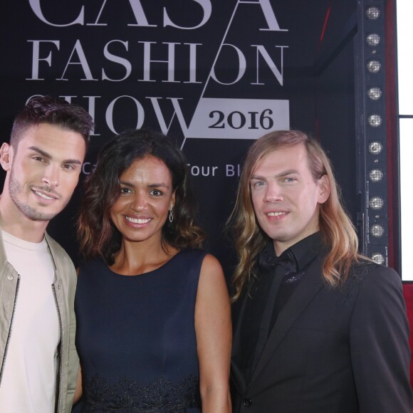 Exclusif - Baptiste Giabiconi (Parrain de la 9ème édition du Casa Fashion Show), Laurence Roustandjee et Christophe Guillarmé - 9ème édition du défilé "Casa Fashion show" au Sofitel Casablanca Tour Blanche à Casablanca, Maroc, le 22 octobre 2016. © Philippe Doignon/Bestimage