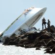  Les enquêteurs sur les lieux de l'accident de bateau dans lequel le lanceur des Marlins de Miami Jose Fernandez a trouvé la mort ainsi que deux de ses amis, le 25 septembre 2016. 