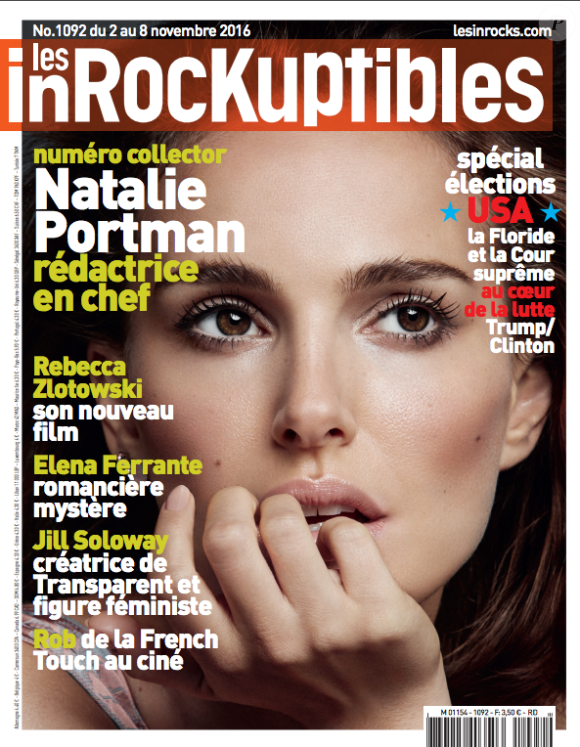 Natalie Portman, rédactrice en chef des Inrockuptibles du 2 novembre 2016, dont elle fait la couverture.