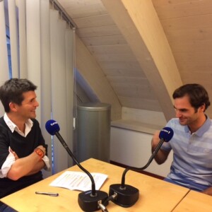 Roger Federer et Thomas Sotto, sur la radio Europe 1. Interview diffusée le 3 novembre 2016