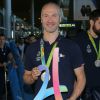 Thierry Omeyer de retour en France après les Jeux olympiques de Rio, à l'aéroport de Roissy le 23 août 2016.