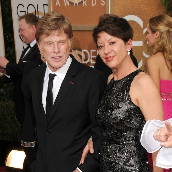 Robert Redford et sa femme Sibylle Szaggars - 71eme ceremonie des Golden Globe Awards au Beverly Hilton Hotel a Beverly Hills, le 12 janvier 2014.