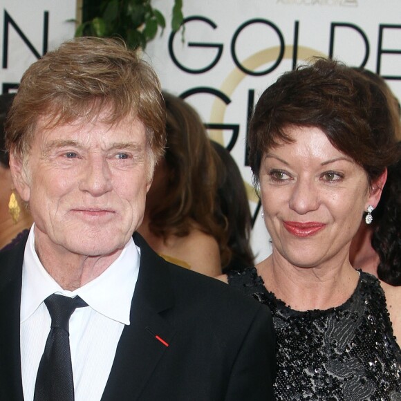 Robert Redford et sa femme Sibylle Szaggars - 71eme ceremonie des Golden Globe Awards a Beverly Hills, le 12 janvier 2014.