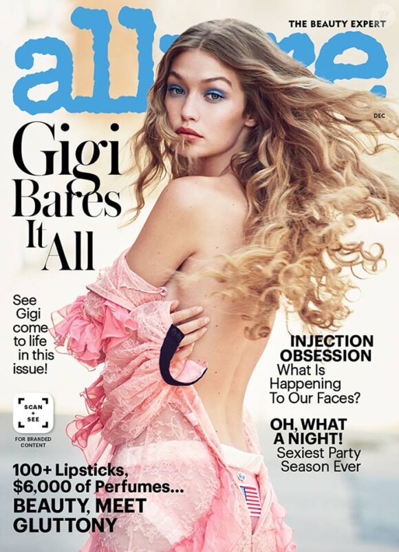 Gigi Hadid en couverture du magazine Allure (numéro de décembre 2016). Photo par Patrick Demarchelier.