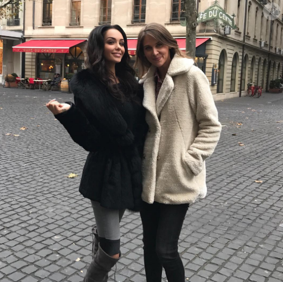 Nabilla et Ophélie Meunier ensemble à Genève pour le tournage de Zone Interdite le 15 novembre 2016.