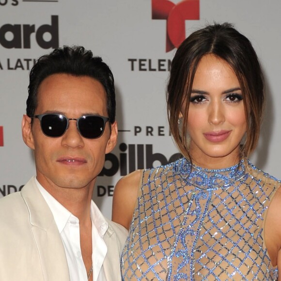 Marc Anthony et sa femme Shannon De Lima à la conférence de presse Billboard Latin Music Awards à Miami, le 28 avril 2016.