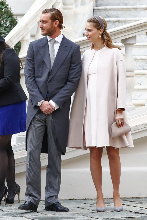 Pierre Casiraghi et sa femme Beatrice Borromeo, enceinte de six mois de leur premier enfant, ont pris part avec la famille princière de Monaco aux célébrations de la Fête nationale monégasque le 19 novembre 2016. © Olivier Huitel / Crystal Pictures / Pool Restreint Monaco / Bestimage