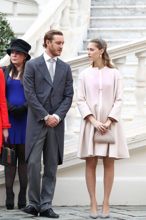 Pierre Casiraghi et sa femme Beatrice Borromeo, enceinte de six mois de leur premier enfant, ont pris part avec la famille princière de Monaco aux célébrations de la Fête nationale monégasque le 19 novembre 2016. © Olivier Huitel / Crystal Pictures / Pool Restreint Monaco / Bestimage
