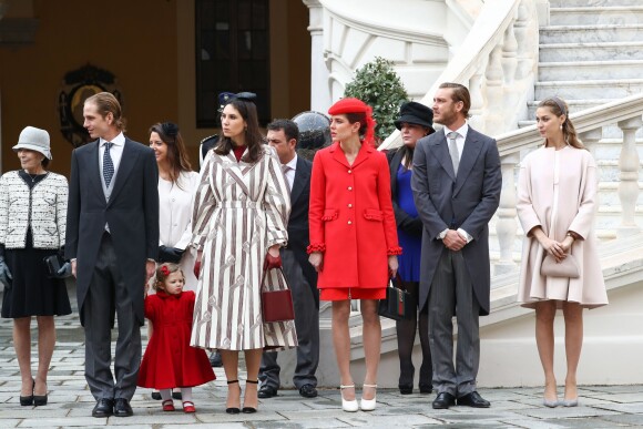 Pierre Casiraghi et sa femme Beatrice Borromeo, enceinte de six mois de leur premier enfant, ont pris part avec la famille princière de Monaco aux célébrations de la Fête nationale monégasque le 19 novembre 2016. © Olivier Huitel / Crystal Pictures / Pool Restreint Monaco / Bestimage