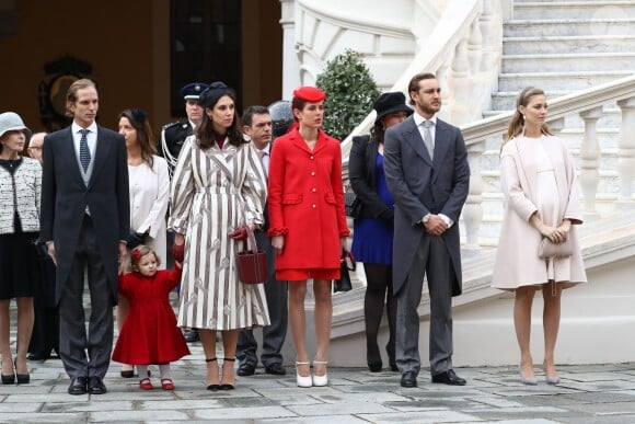 Pierre Casiraghi et sa femme Beatrice Borromeo, enceinte de six mois de leur premier enfant, ont pris part avec la famille princière de Monaco aux célébrations de la Fête nationale monégasque le 19 novembre 2016. © Olivier Huitel / Crystal Pictures / Pool Restreint Monaco / Bestimage