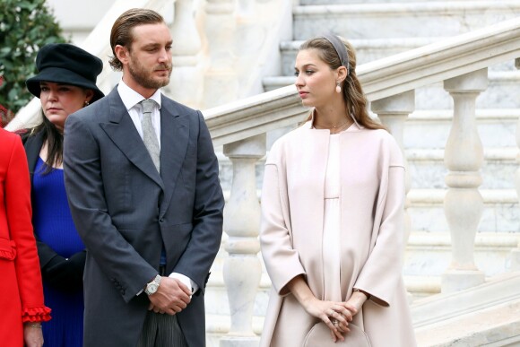 Pierre Casiraghi et sa femme Beatrice Borromeo, enceinte de six mois de leur premier enfant, ont pris part avec la famille princière de Monaco aux célébrations de la Fête nationale monégasque le 19 novembre 2016. © Olivier Huitel / Crystal Pictures / Pool Restreint Monaco / Bestimage