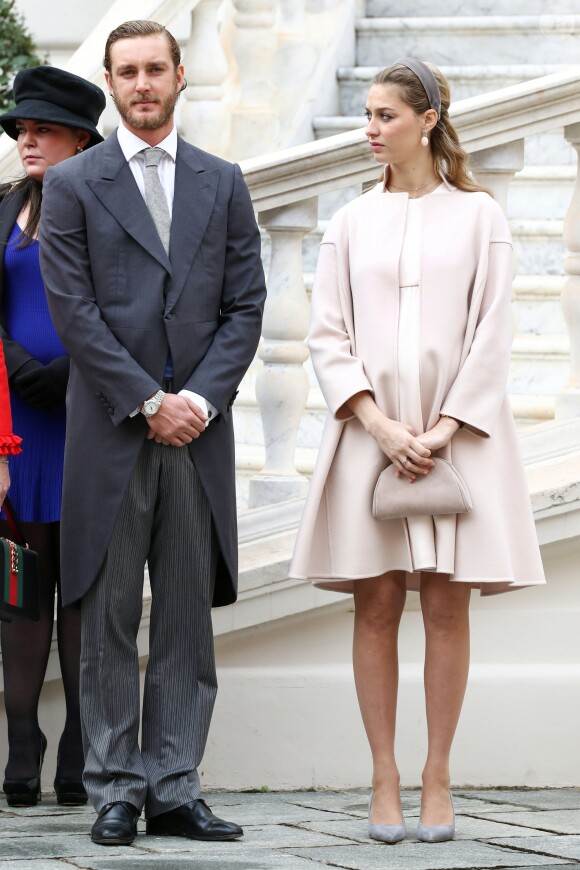 Pierre Casiraghi et sa femme Beatrice Borromeo, enceinte de six mois de leur premier enfant, ont pris part avec la famille princière de Monaco aux célébrations de la Fête nationale monégasque le 19 novembre 2016. © Olivier Huitel / Crystal Pictures / Pool Restreint Monaco / Bestimage